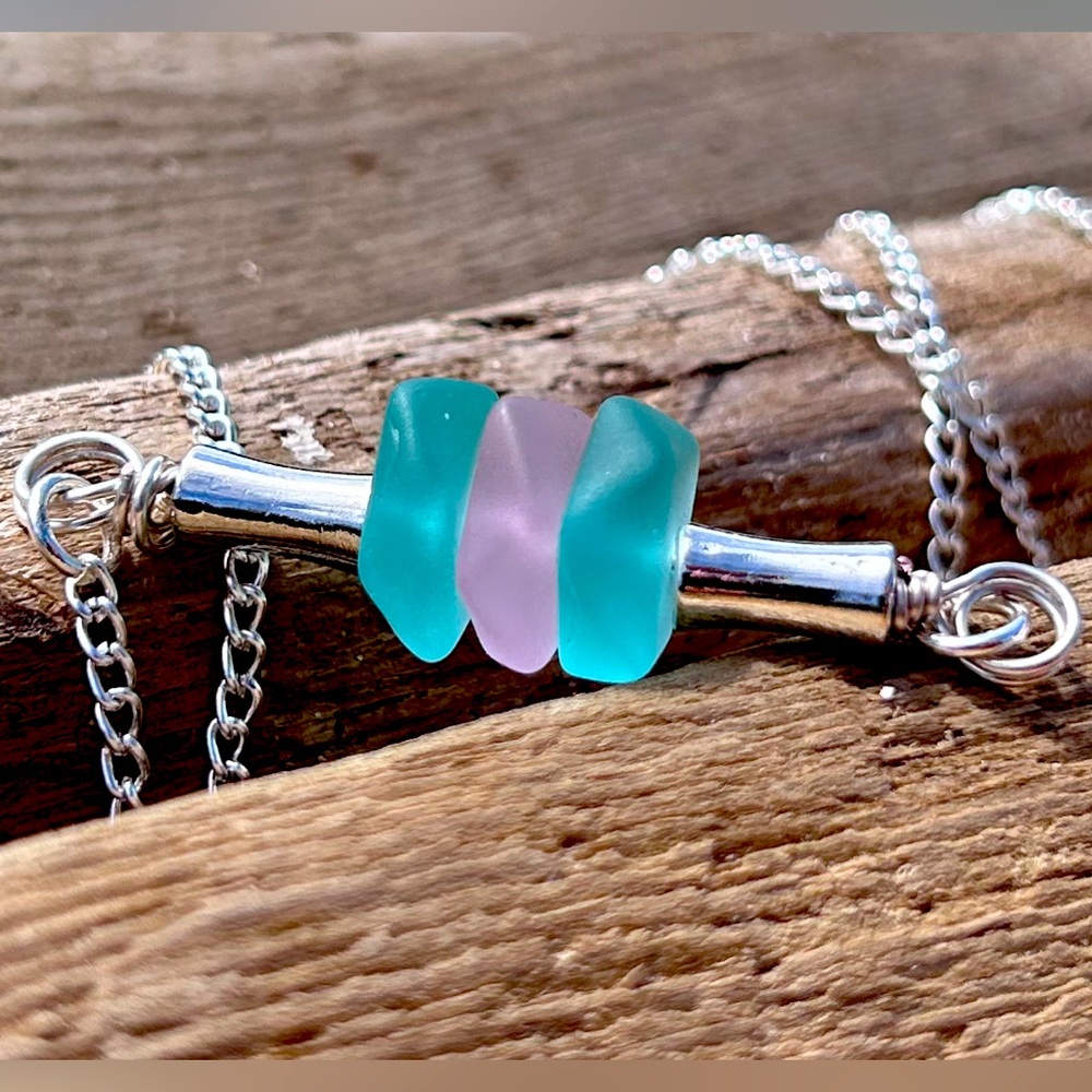 SALE ! Beach Glass Necklace 16-18”
